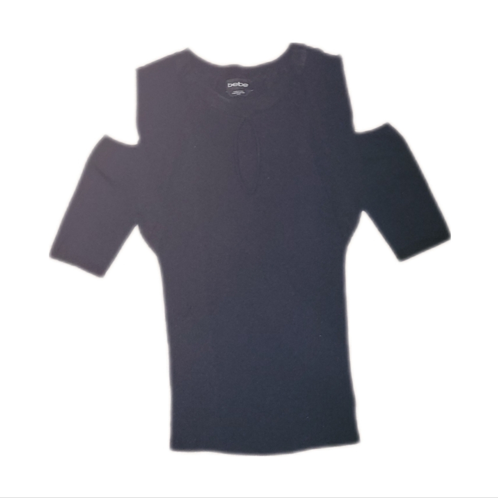 Bebe Cold Shoulder Keyhole Bodycon Top